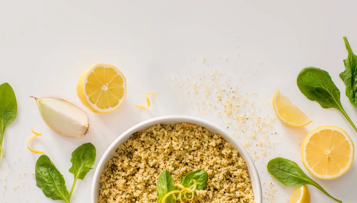 Golden couscous with lemon and spinach